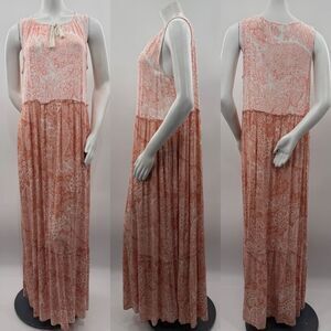 3For$20 Wonderly Coral Patterned Sleeveless Maxi Dress NWOT size: Large